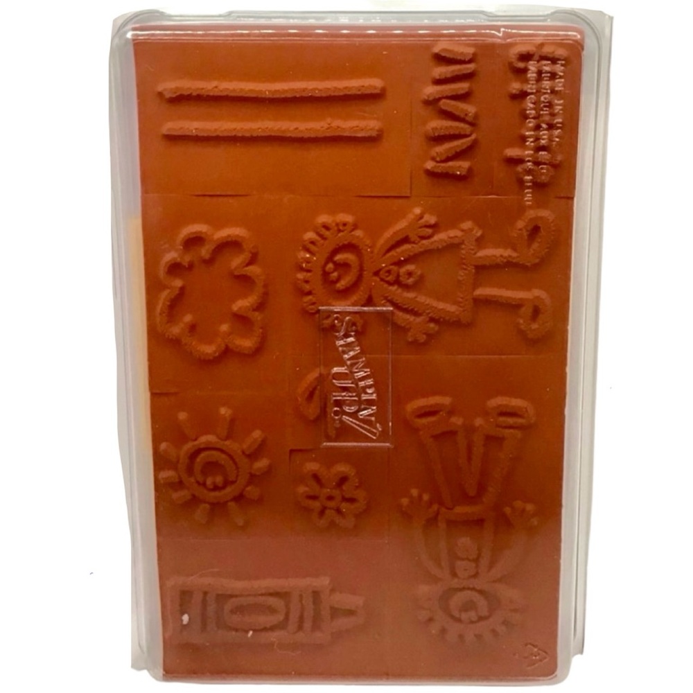 Stampin’ Up! 2002 “Definitely Decorative, Crayon Kids” Rubber Stamp Set - Picture 2 of 2